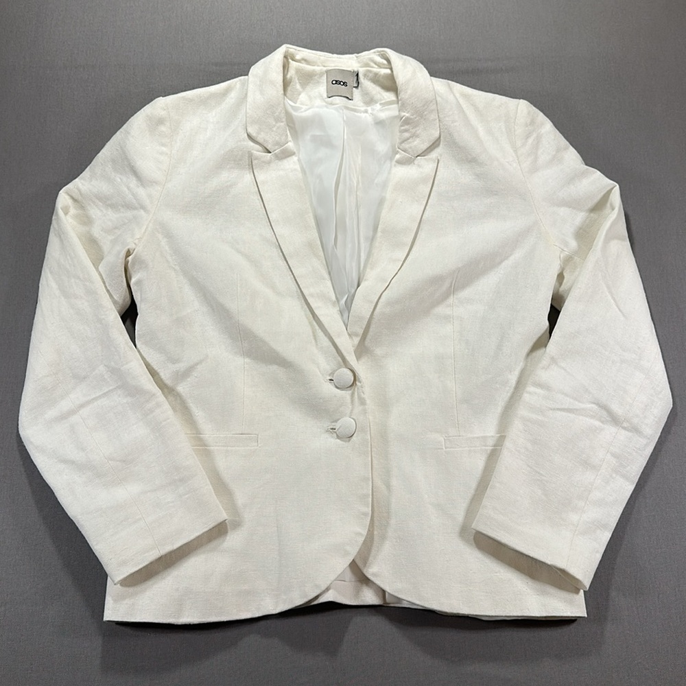 Asos Two-Button Linen-Blend Lightweight Fitted Blazer - Womens 0